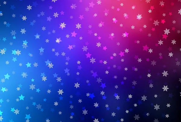 Azul Oscuro Fondo Vectorial Rojo Con Copos Nieve Navidad Estrellas — Archivo Imágenes Vectoriales