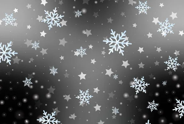 色の雪片 星とライトグレーのベクトルテクスチャ クリスマススタイルで雪とグラデーションカラフルなイラスト 新年ポスター バナーのデザイン — ストックベクタ