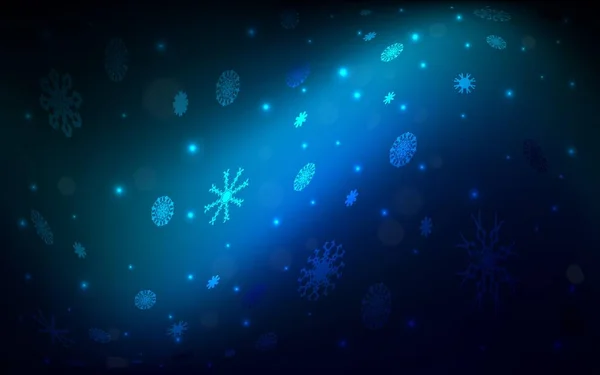 Dark Blue Vector Cover Beautiful Snowflakes Decorative Shining Illustration Snow — Stock Vector