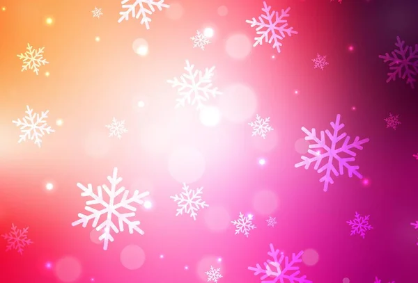 Lichtroze Gele Vectorachtergrond Kerststijl Kleurrijke Illustratie Met Kerstsimbolen Tekens Patroon — Stockvector