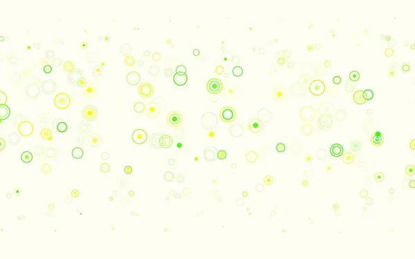 Світло Зелене Жовте Векторне Компонування Формами Кола Розмиті Бульбашки Абстрактному — стоковий вектор