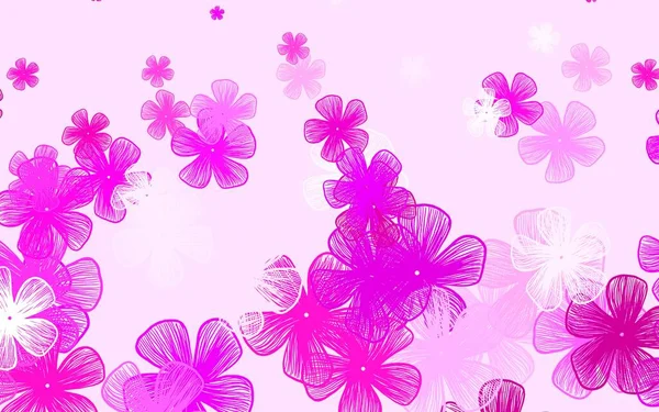 浅色粉红矢量涂鸦花纹 全新色彩艳丽的花卉插图 童书多彩的图案 — 图库矢量图片