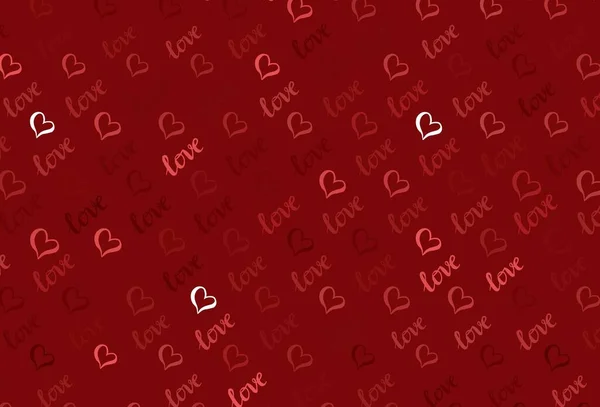 Fondo Vector Rojo Claro Con Corazones Brillantes Diseño Decorativo Con — Vector de stock