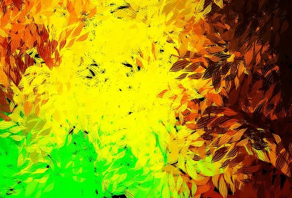 Dunkelgrüner Gelber Vektor Eleganter Hintergrund Mit Blättern Bunte Abstrakte Illustration — Stockvektor