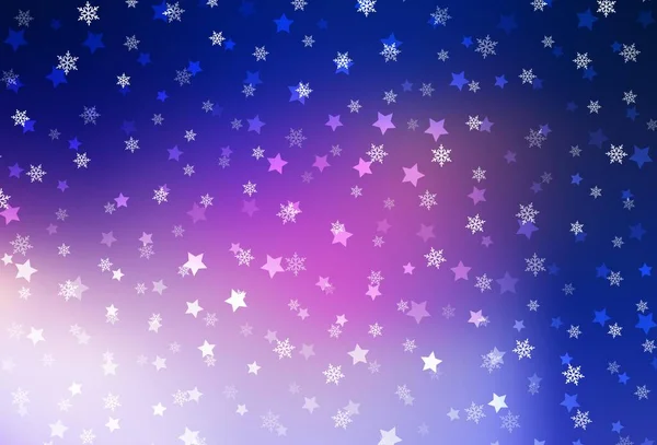Dark Pink Blue Vector Background Beautiful Snowflakes Stars Shining Colorful —  Vetores de Stock