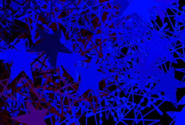 Темно Синя Червона Векторна Текстура Кольоровими Сніжинками Зірки Барвисті Сніжинки — стоковий вектор