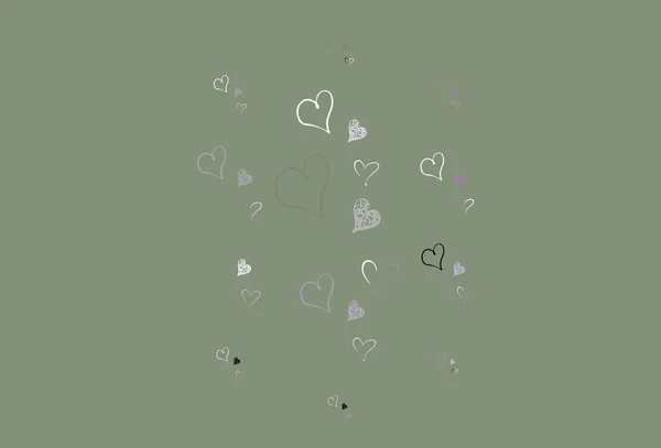 Light Pink Green Vector Texture Lovely Hearts Smart Illustration Gradient — 图库矢量图片
