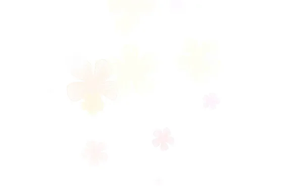 ライトピンク 花と黄色のベクトルドードルパターン 白い背景にスケッチなドアの花 ブランドブックの新しいテンプレート — ストックベクタ