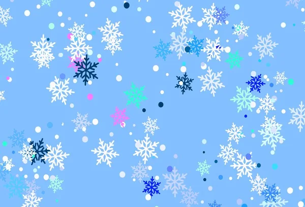 Diseño Vectorial Azul Claro Con Copos Nieve Brillantes Ilustración Abstracta — Archivo Imágenes Vectoriales