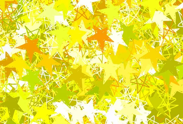 Светло Зеленый Желтый Векторный Фон Цветными Звездами Блестящие Абстрактные Иллюстрации — стоковый вектор
