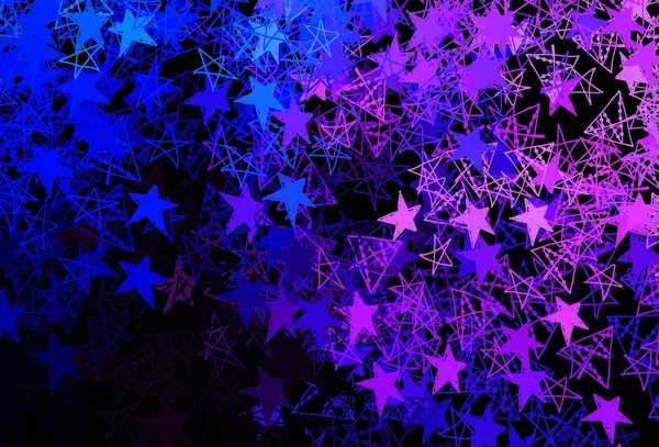 Rosa Oscuro Textura Vectorial Azul Con Copos Nieve Colores Estrellas — Vector de stock