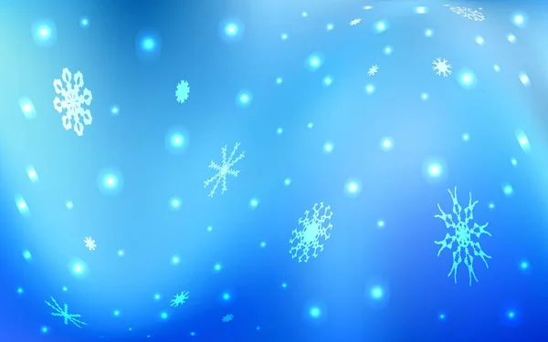 Світла Blue Векторна Обкладинка Красивими Сніжинками Декоративна Блискуча Ілюстрація Снігом — стоковий вектор