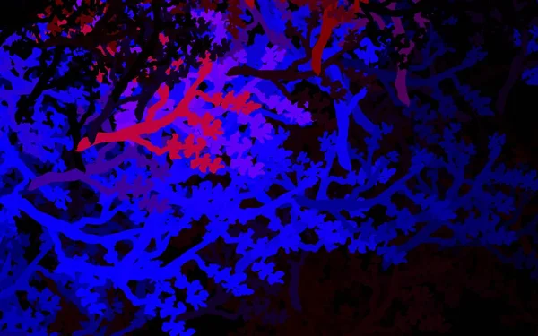 Azul Escuro Vetor Vermelho Fundo Abstrato Com Árvores Galhos Doodle — Vetor de Stock