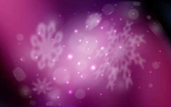 Dark Purple Fondo Vectorial Rosa Con Copos Nieve Navidad Ilustración — Vector de stock