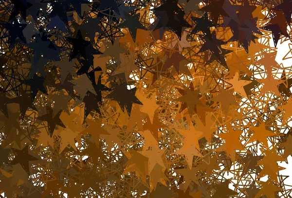 Dunkelorange Vektorhintergrund Mit Farbigen Sternen Glitzernde Abstrakte Illustration Mit Farbigen — Stockvektor