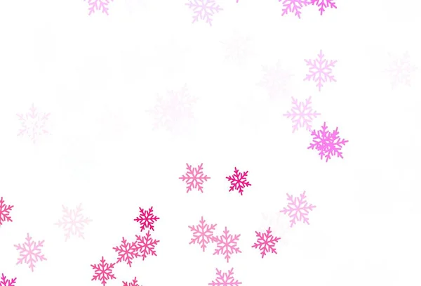 Jasnoróżowe Tło Wektorowe Pięknymi Płatkami Śniegu Gwiazdami Kolorowy Design Dekoracyjny — Wektor stockowy