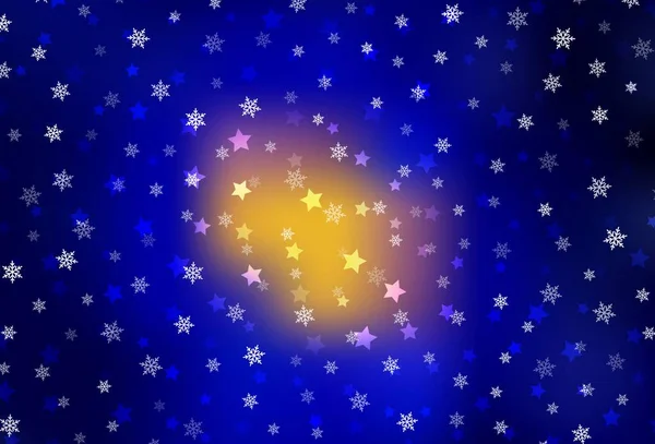 Bleu Foncé Texture Vectorielle Rouge Avec Flocons Neige Colorés Étoiles — Image vectorielle