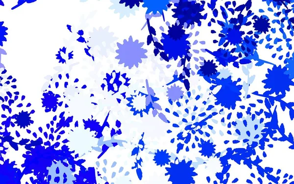 Світло Blue Векторний Каракулі Фон Квітами Творчі Ілюстрації Розмитому Стилі — стоковий вектор