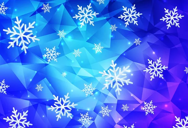 Light Pink Blue Vector Pattern Christmas Snowflakes Stars Colorful Decorative — Vetor de Stock