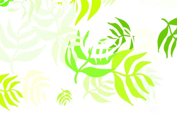 Vert Clair Motif Vectoriel Jaune Doodle Avec Des Feuilles Illustration — Image vectorielle