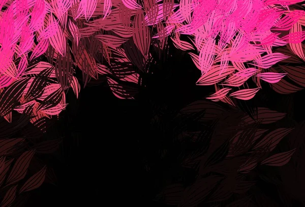 Modèle Gribouillage Vectoriel Rose Foncé Avec Feuilles Illustration Abstraite Scintillante — Image vectorielle