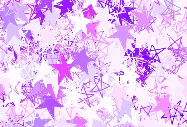 Modèle Vectoriel Violet Clair Rose Avec Étoiles Ciel Illustration Abstraite — Image vectorielle