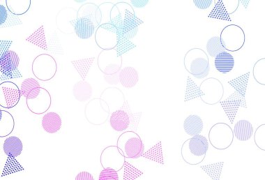 Açık pembe, kristalli mavi vektör şablonu, daireler. Çemberler ve üçgenlerle soyut gradyan çizimi. Poster ve afiş için en iyi tasarım.