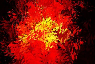 Koyu kırmızı vektör yapraklı doğal zemin. Parlak renkli çizimler ve karalama tarzında yapraklar. Ağ ve ambalaj için elle boyanmış tasarım.