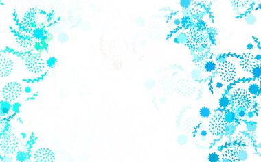 Açık mavi, çiçek desenli yeşil vektör zarif desenli soyut çizim ve karalama tarzında çiçekler. Marka kitabınız için yeni şablon.