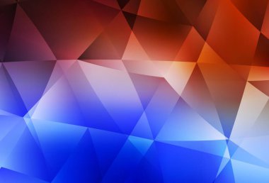 Açık mavi, kırmızı vektör üçgen arkaplan. Çokgen biçiminde, gradyan ile renkli çizimler. Cep telefonunun arka planının şablonu.