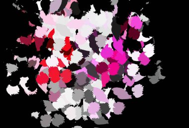 Memphis şekilli koyu pembe vektör arkaplan. Renkli rastgele şekillerle modern soyut illüstrasyon. İşiniz için en iyi akıllı tasarım.