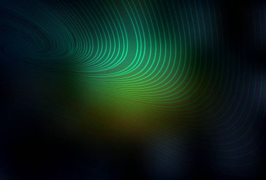Koyu mavi, eğri çizgileri olan yeşil vektör düzeni. Değişken çizgileri olan renkli geometrik örnek. Cep telefonu ekranları için arkaplan.