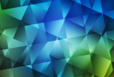 Açık mavi, yeşil vektör çokgen desen. Gradyanı olan üçgen geometrik örnek. Cep telefonunun arka planının şablonu.