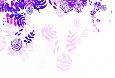 Açık Mor, yapraklı pembe vektör karalama deseni. Doğal yaprağı olan zarif, parlak bir illüstrasyon. İş tasarımınız için yepyeni bir tarz.