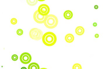 Açık yeşil, baloncuklu sarı vektör arkaplan. Soyut arka planda bulanık kabarcıklar ve renkli gradyan. Duvar kağıtlarının dokusu için desen.