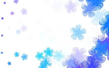 Açık Pembe, mavi vektörlü, çiçekli arkaplan. Origami tarzında çiçeklerin karalama çizimi. Web siteleri ve pankartlar için desenli desen.