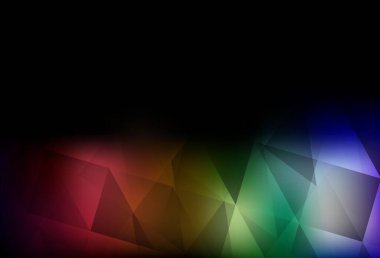 Koyu çok renkli vektör eğimli üçgen dokusu. Çokgen soyut çizim ve gradyan. İşiniz için en iyi üçgen tasarım.