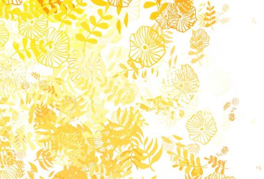 Açık Turuncu vektör yapraklı doğal arkaplan. Yapraklı karalama tarzında yeni renkli çizimler. Web siteleri ve pankartlar için desenli desen.