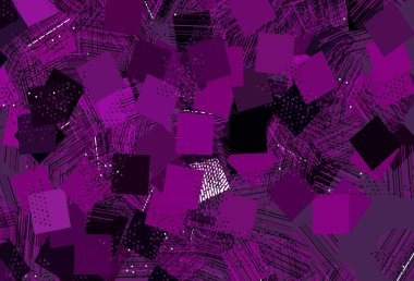 Daireler, çizgiler, dikdörtgenler olan açık pembe vektör düzeni. Çemberler, üçgenler ve küplerle soyut gradyan çizimi. Duvar kağıtları için şablon.