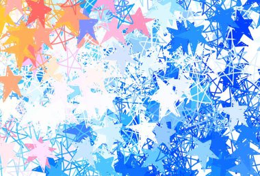 Açık mavi, renkli yıldızlı kırmızı vektör arkaplan. Renkli yıldızlı soyut çizimler. Astroloji web siteleri için desen.