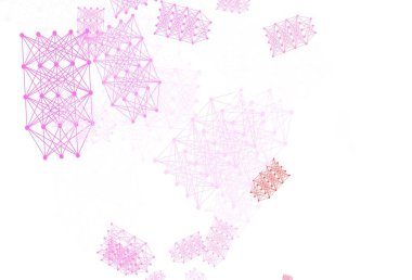 Yapay zeka kavramına sahip açık pembe vektör dokusu. Yapay zekanın bağlantı ve noktalarıyla soyut illüstrasyon. Bilim için desen, geleceksel tasarımlar..