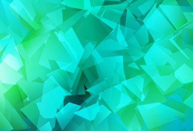 Açık yeşil vektör eğimli üçgenler. Çokgen tarzda tamamen yeni bir renk çizimi. İşiniz için en iyi üçgen tasarım.