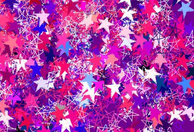 Parlak yıldızlı açık pembe vektör düzeni. Yıldızlı modern geometrik soyut çizim. Astroloji web siteleri için desen.