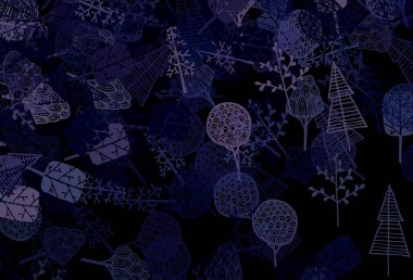 Koyu mor vektör soyut arka plan, ağaçlar, dallar. Ağaçlarla basit bir şekilde yepyeni bir illüstrasyon. Tasarımınız için yeni şablon.