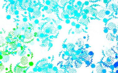 Açık mavi, çiçek desenli yeşil vektör zarif desen beyaz arkaplanda gradyanı olan çiçekler. Tasarımınız için yeni şablon.