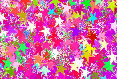 Açık Pembe, içinde noel yıldızları olan yeşil vektör deseni. Bulanık dekoratif dizayn yıldızlı basit bir stilde. Kozmik arkaplanlar için şablon.