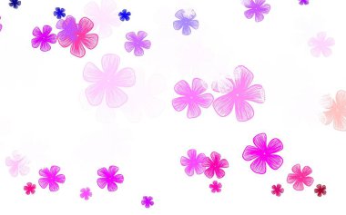 Açık mavi, kırmızı vektör karalama deseni ve çiçekler. Çiçeklerle karalama tarzında renkli çizimler. Web sitesi yöneticileri ve tasarımları için desen.