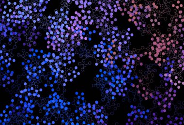 Koyu mavi, kırmızı vektör dokusu ve yapay zeka konsepti. Parlak renkli bir illüstrasyon ve yapay zekanın gerçek yapısı. Zeka ve yenilik reklamları için şablon.