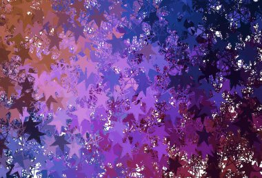 Açık mavi, Noel yıldızlı kırmızı vektör deseni. Yıldızlı parlak renkli illüstrasyon. Reklamınız, posteriniz, afişiniz için en iyi tasarım.