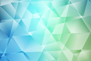 Açık mavi, yeşil vektör üçgen mozaik doku. Origami stilinde gradyan ile yaratıcı geometrik illüstrasyon. Cep telefonunun arka planının şablonu.